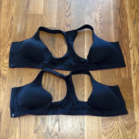 2 Under Armour Black and Purple Sports Bra Racerback Design - Picture 4 of 5